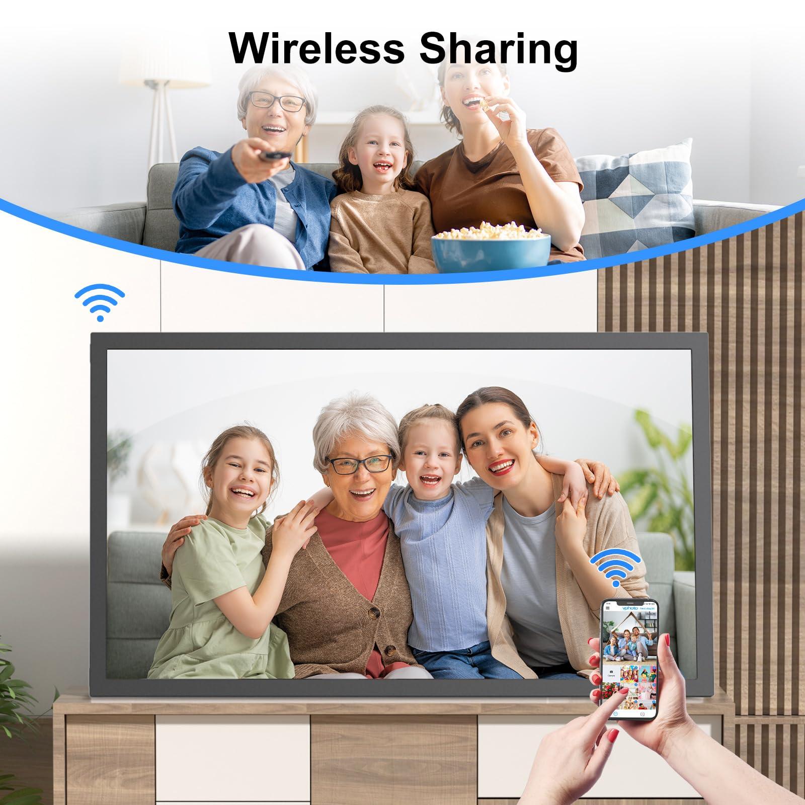 PWOSUN Large Digital-Picture-Frame 21.5" WiFi Photo-Frame - 32GB Digital Picture Frame FHD 1080P, Sync Phone, Light Sensor, Wall-Mounted, Share Photos Videos via App, Email, Free Cloud Storage