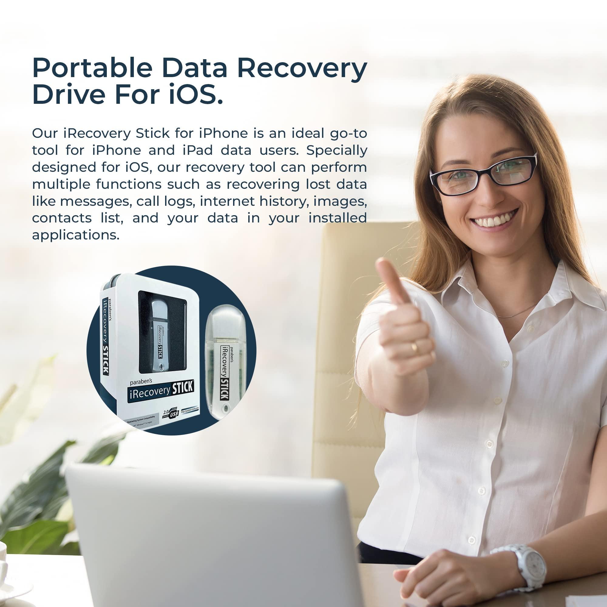 Spy-MAX Paraben Data iRecovery Stick for iPhone and iPad - Deleted Files Recovery & Backup Stick Compatible with Windows Software - Data Recovery Portable USB Flash Drive