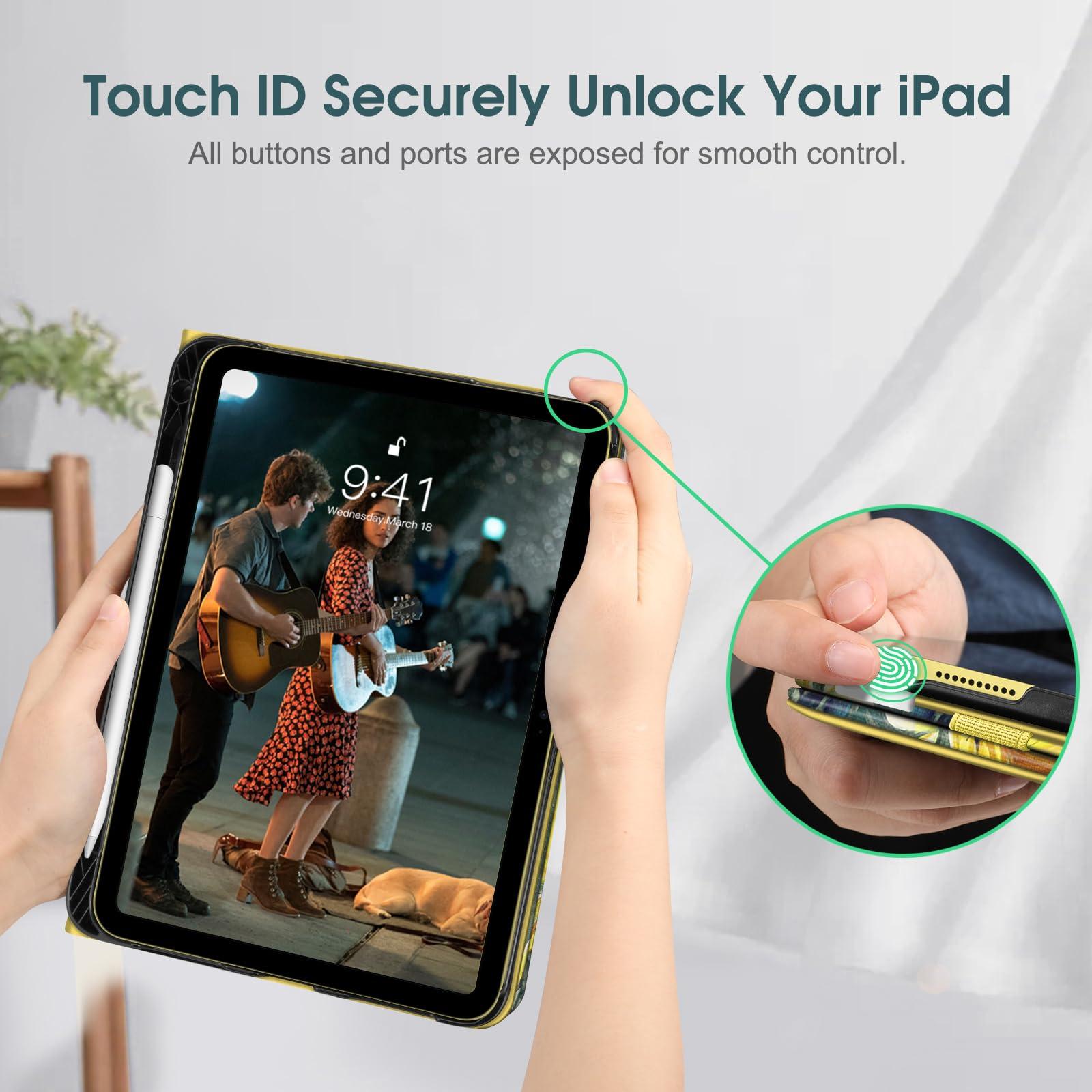 Fintie Fintie Case for iPad (A16) 11th Generation 11 Inch (2025), iPad 10th Generation 10.9 Inch (2022), Multi-Angle Viewing Protective Stand Cover with Pencil Holder & Pocket, Sunflowers