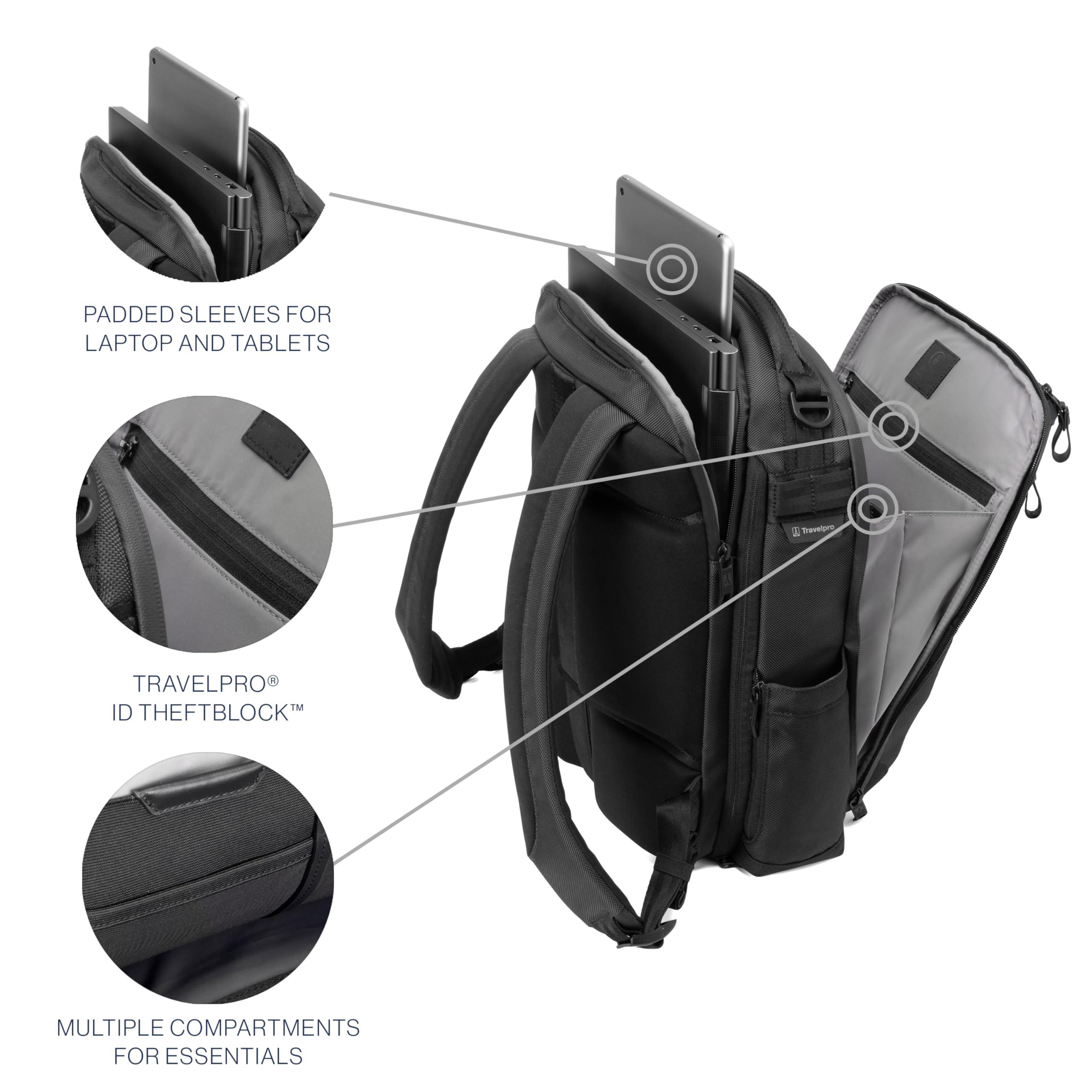 Travelpro Travelpro Altitude Slim Expandable Travel Laptop Backpack 20-24L, 16 Inch Laptop, Water Resistant, Work, Business, Men and Women, Jet Black