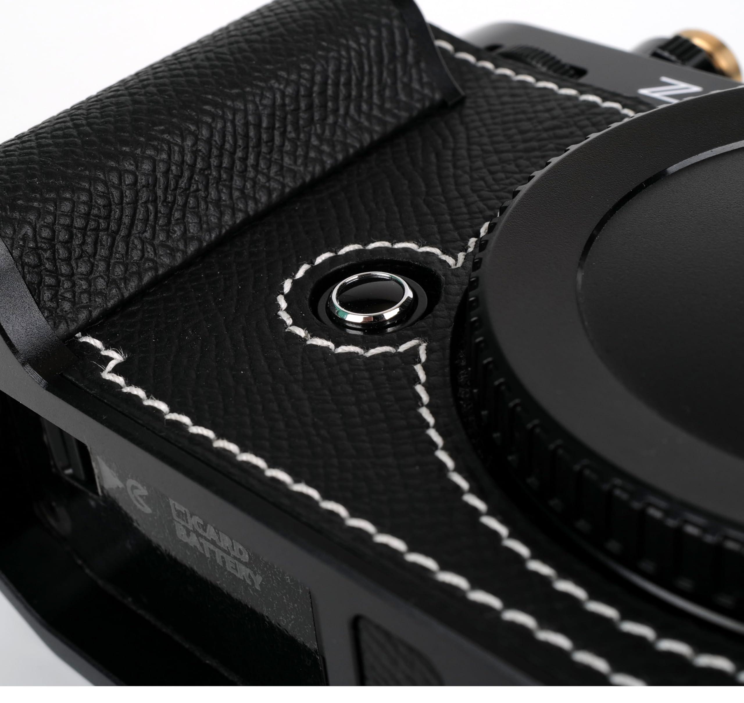 Uchandmade Uchandmade Handmade Genuine Leather Camera Half Case for Nikon ZF/Nikon ZF Camera Case/Nikon ZF Case - Top Layer Cowhide Body + Metal Base Plate + Hand Shank Design (Black)