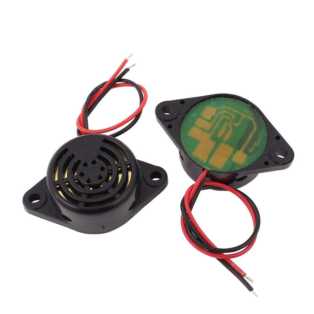 uxcell uxcell 5 Pcs DC 3-24V 12V 2-Wired Continuous Active Electronic Buzzer Alarm Black