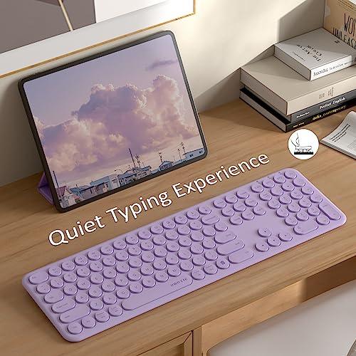 UBOTIE UBOTIE Wireless Purple Keyboard, Bluetooth 2.4GHz Dural Mode Connection Scissor Switches Slim Quiet Round Keycaps Full Size Office Computer Keyboards for PC MAC Smart Phones