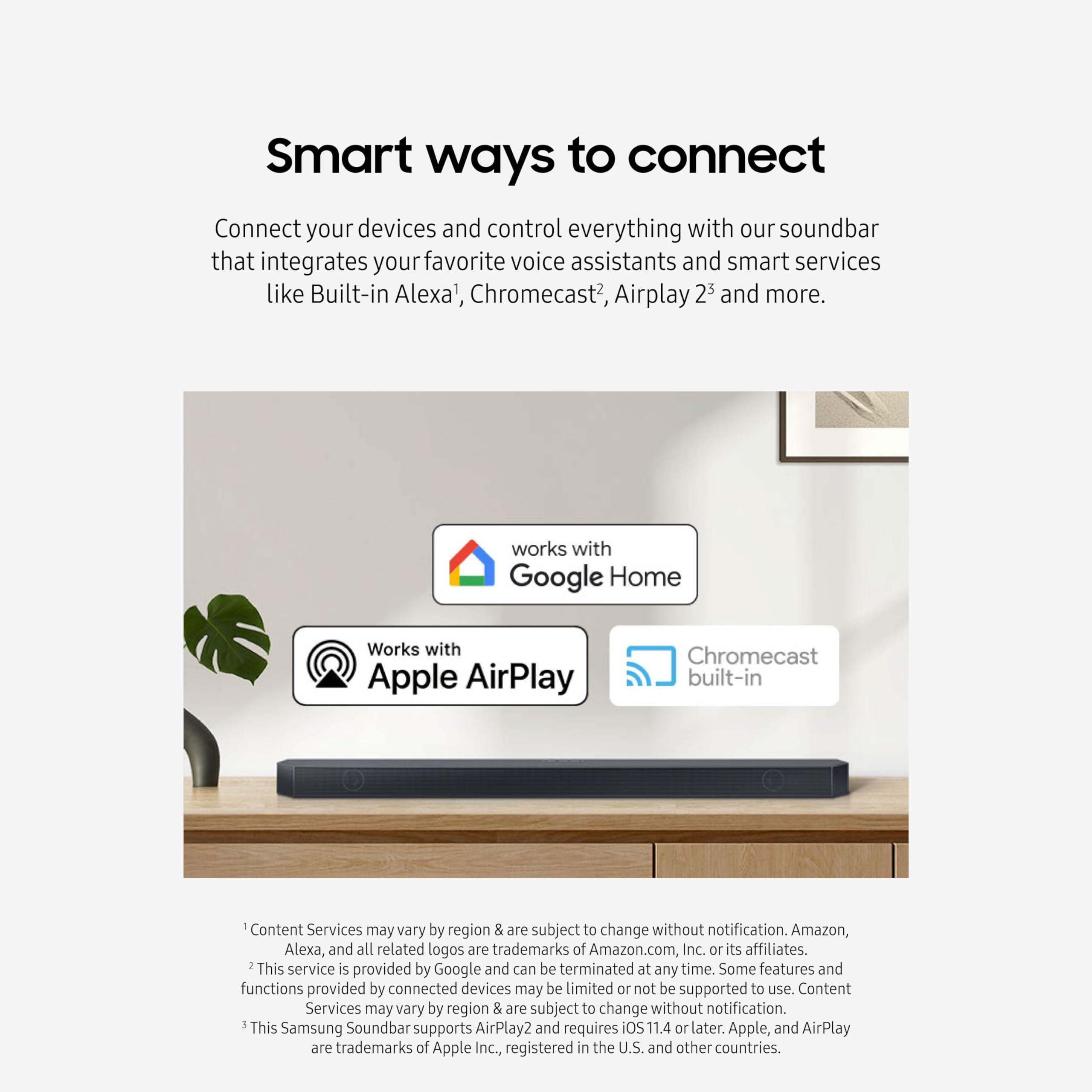 SAMSUNG Samsung QS730D 3.1.2ch Soundbar w/Wireless Dolby Atmos Audio, Q-Symphony, SpaceFit Sound Pro, Adaptive Sound, Game Mode Pro, Black (Renewed)