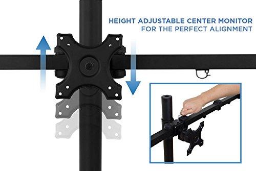 Mount-It! Mount-It! Triple Monitor Stand | 3 Monitor Stand Mount | Free Standing and Grommet Bases | Fits 19 20 21 22 23 24 Inch Computer Screens | Three Heavy Duty Adjustable Arms | VESA 75 100 Compatible