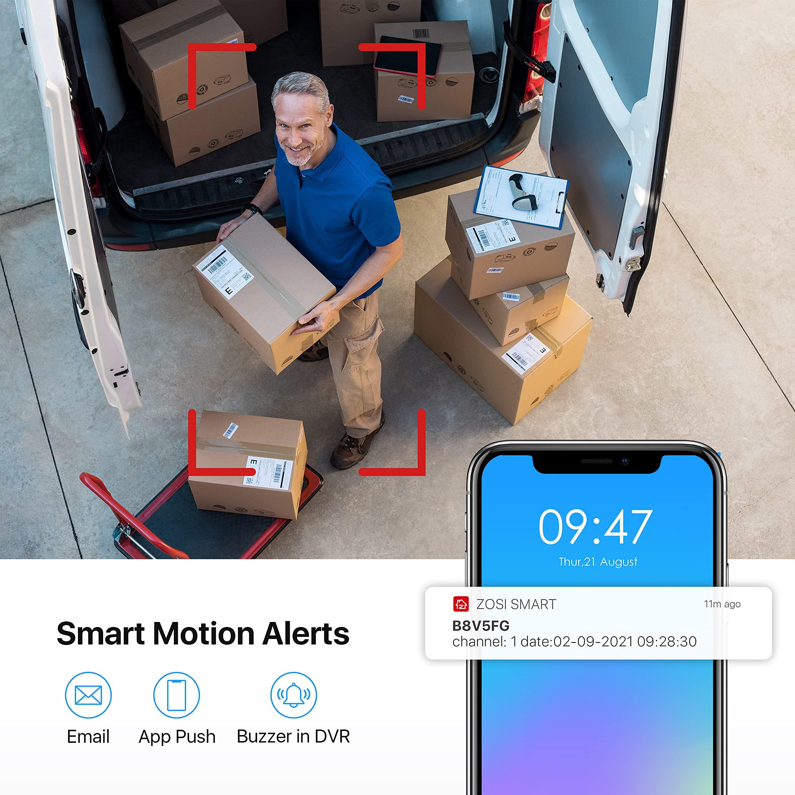 ZOSI ZOSI 8CH 3K Lite Home Security Camera System Outdoor,AI Human/Vehicle Detection,Night Vision,4pcs 1080P Weatherproof CCTV Cameras,H.265+ 8 Channel Wired DVR with 1TB HDD for 24/7 Recording