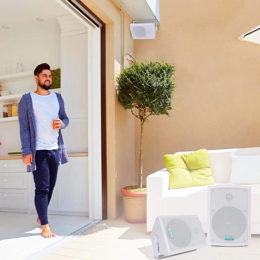 Pyle Pyle Home Pyle PDWR63 Dual Waterproof Outdoor Speaker System-6.5 Inch Pair of Weatherproof Wall or Ceiling Mounted White Speakers w/Heavy Duty Grill,Universal Mount-for Use in The Pool,Patio