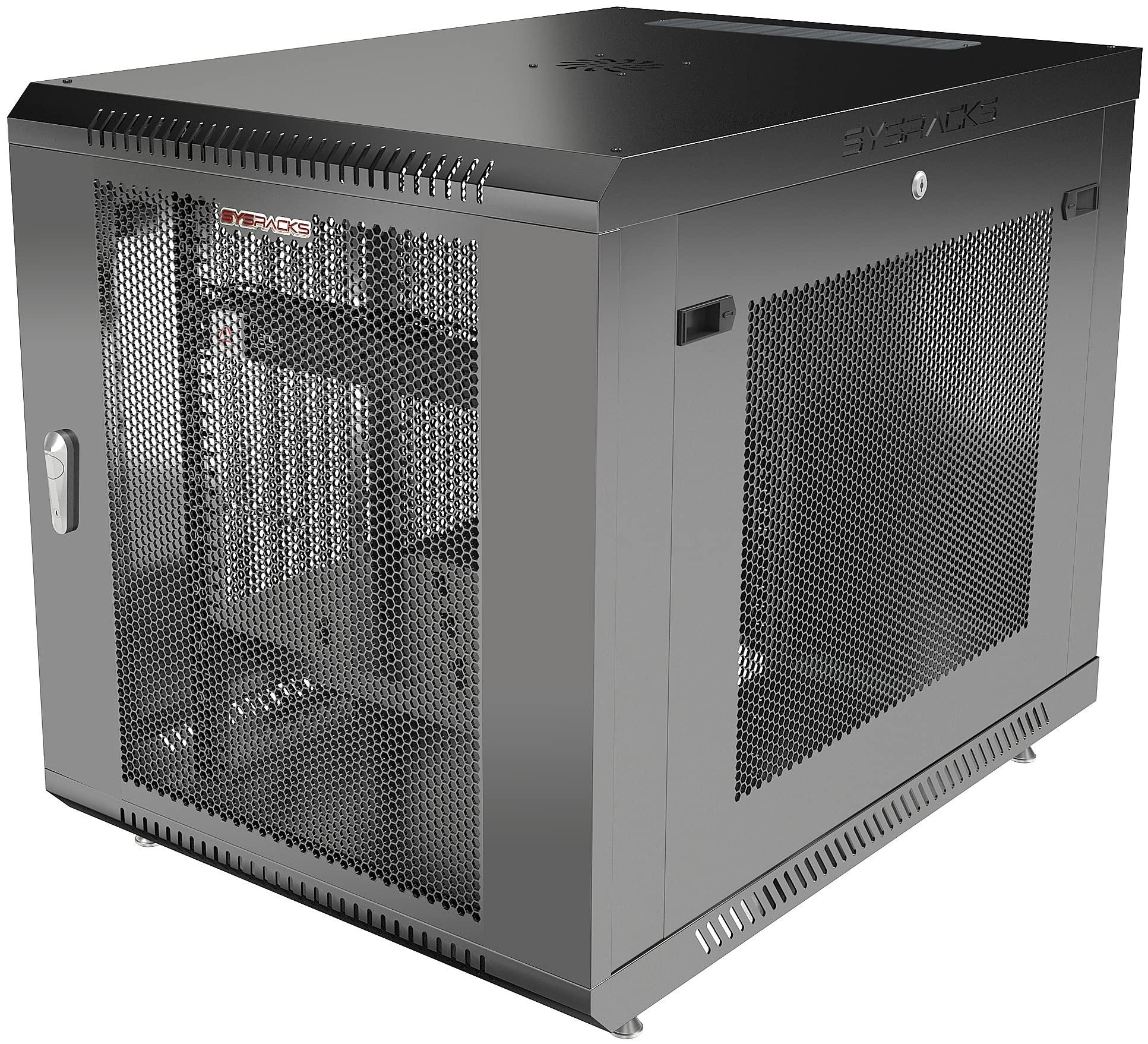 Sysracks Sysracks - 12U Network Rack Wall Mount - 35-Inch Depth - Locking Server Cabinet - AV Audio Rack - Data Racks Lockable IT Cabinet Enclosure with Fan Powerbar Dust-Proof Grommet (12U (24\"w x35\"d x25\"h))