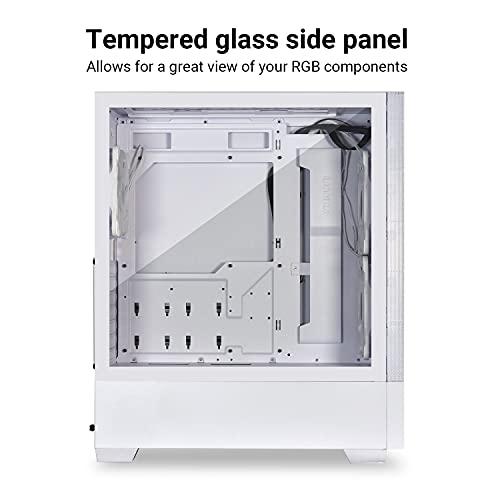 Lian Li LIAN LI Mesh Airflow ATX PC Case Gaming Computer Case Mid-Tower Chassis with 3 ARGB PWM Fans Pre-Installed, Mesh Front Panel, Tempered Glass Side Panel, Water-Cooling Ready(LANCOOL 205 MESH, White)