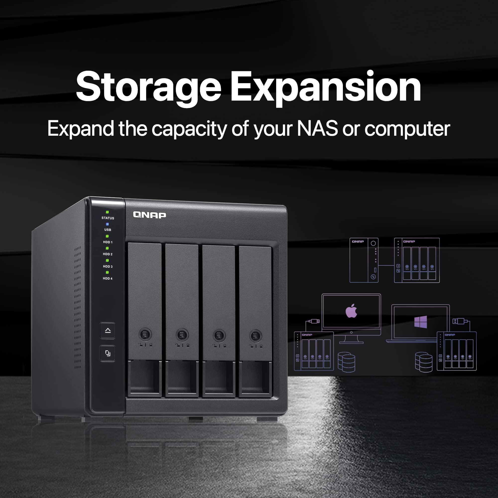 QNAP QNAP TR-004-44WD-US 4 Bay DAS (USB Type-C) with 12TB Storage Capacity, Preconfigured RAID 5 WD Red Plus HDD Bundle