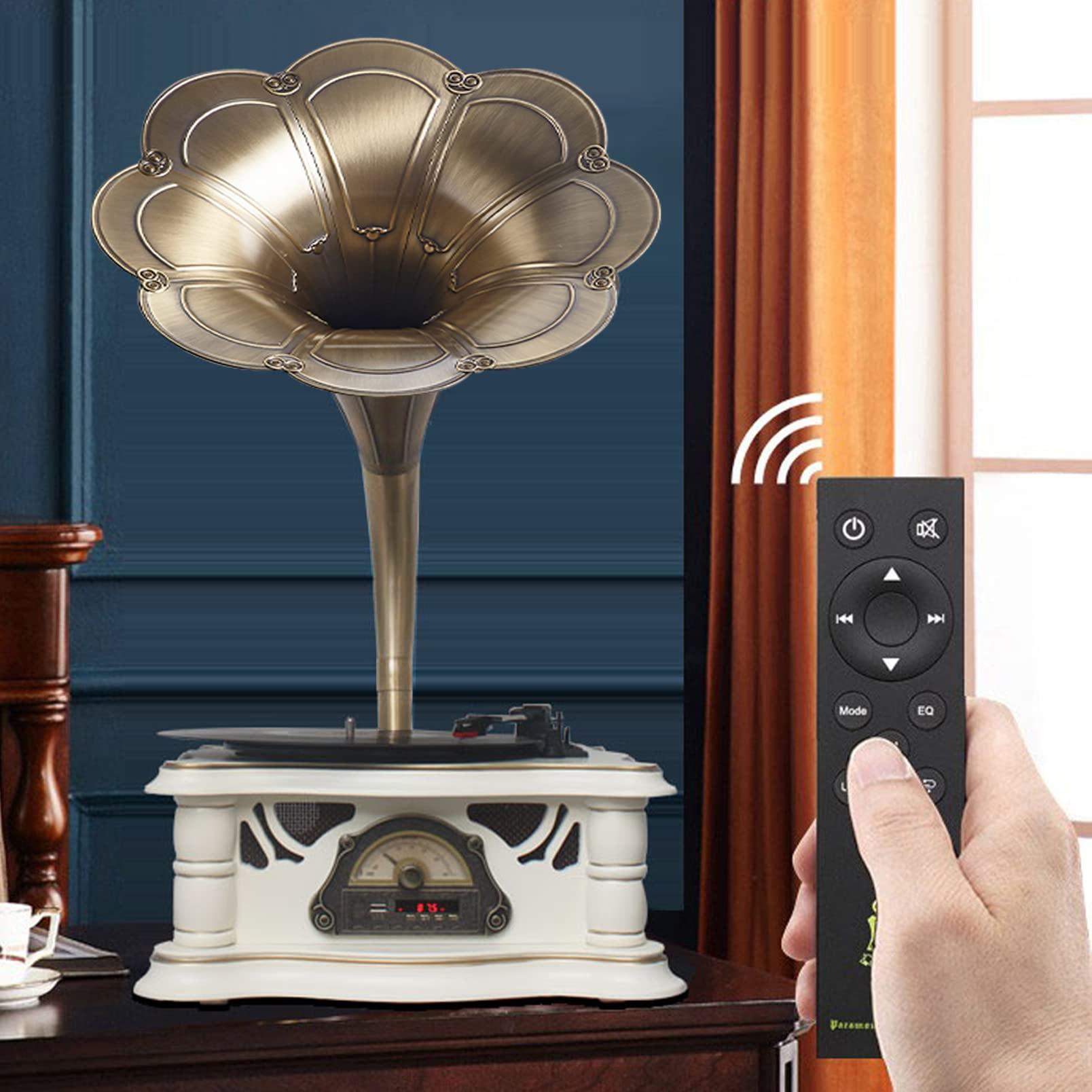 Artisam Gramophone Record Player Vintage,Retro Phonograph Vinyl Record Player,Horn Vinyl Tocadiscos DJ Turntable,Gramophone Bluetooth Speaker with USB Audio for Home/Villas/Restaurants/Parties/Classical Fans