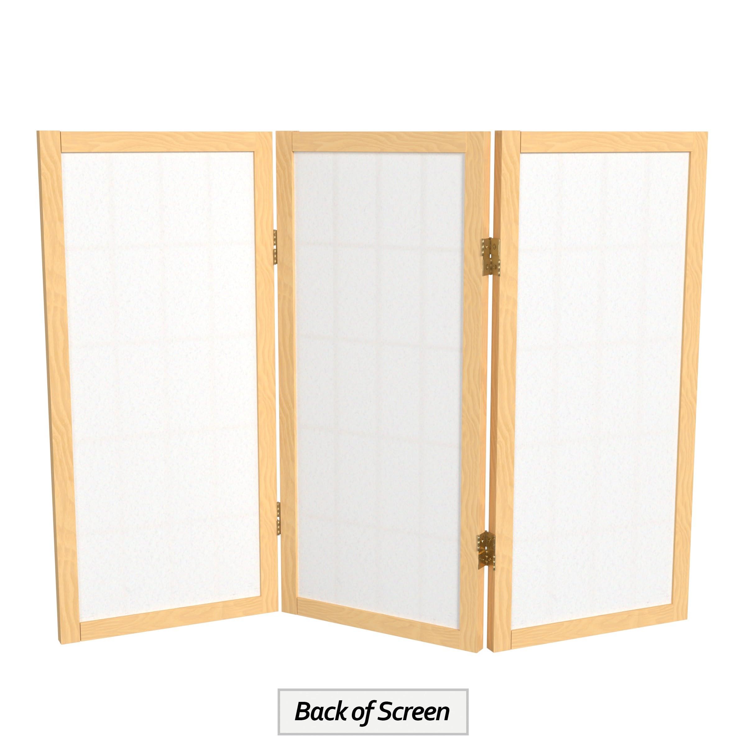 Red Lantern 2 ft. Short Desktop Window Pane Shoji Screen - Natural - 3 Panels