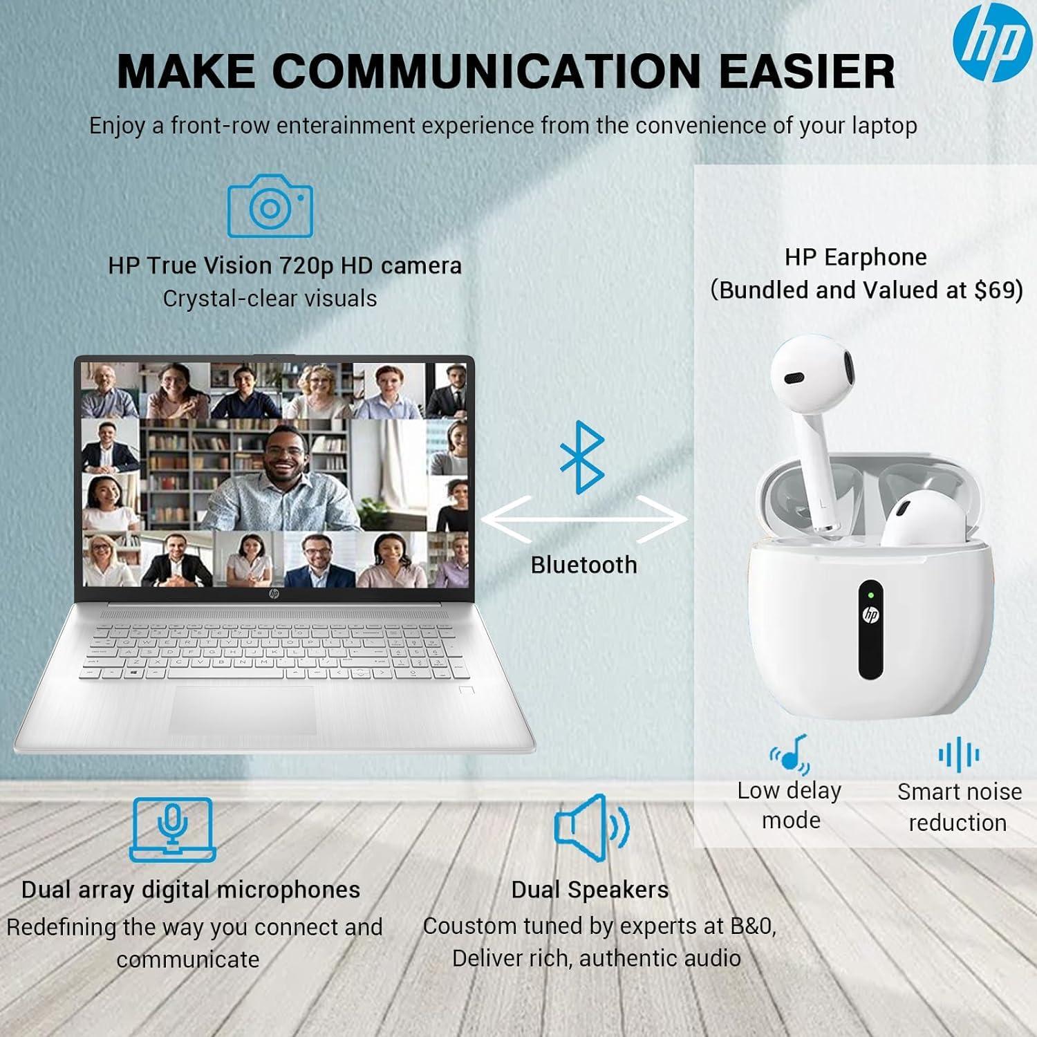 HP HP 17 Touchscreen Laptop Computer, 17.3" HD+ Touch Screen Business PC, Intel Core i7, 64GB RAM 2TB SSD, Windows 11 Pro, Lifetime Office, 10 key Numeric Backlit Keyboard, Fingerprint Reader