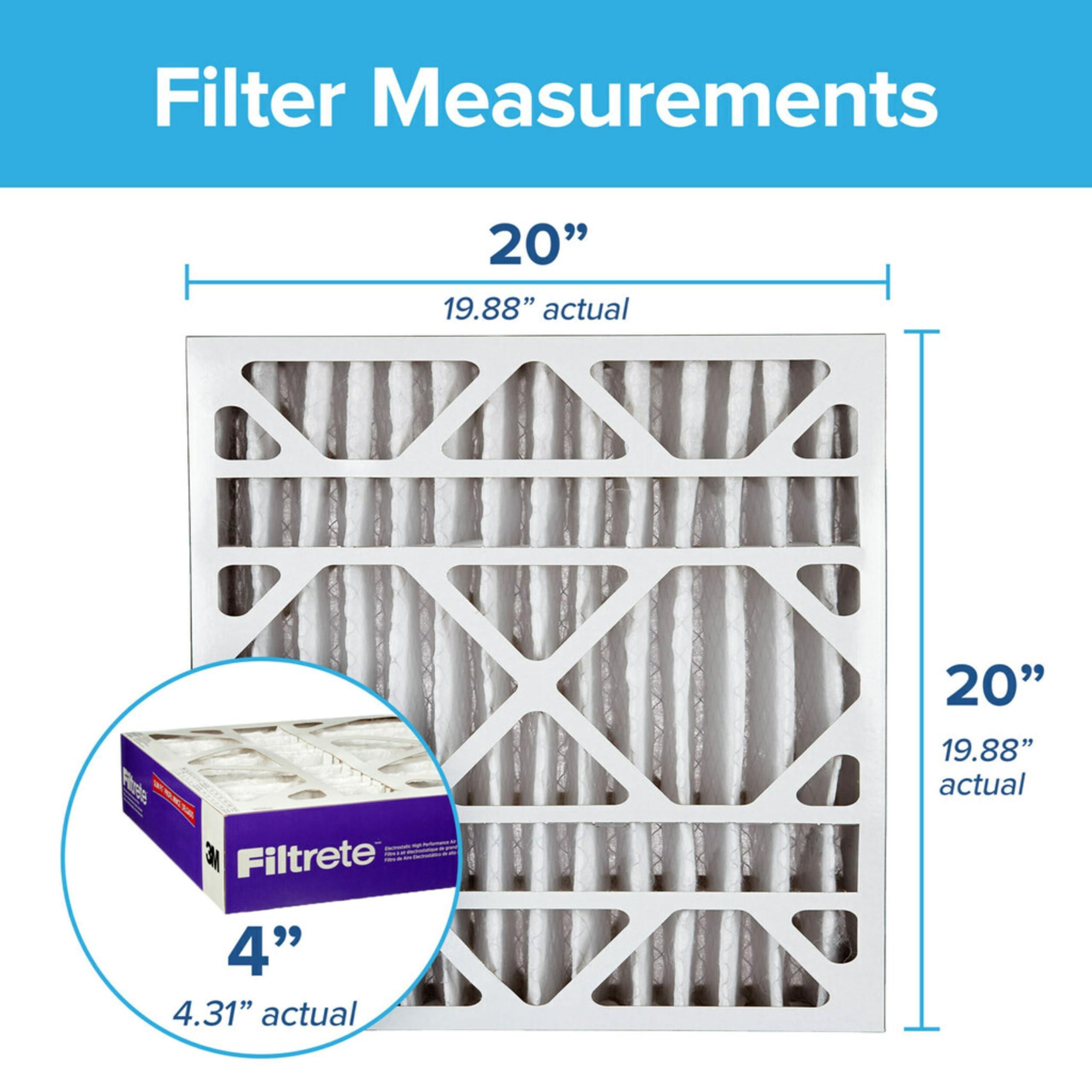 Filtrete Filtrete 20x20x4 AC Furnace Air Filter, MPR 1550, MERV 12, Fits Lennox & Honeywell, Allergen, Bacteria & Virus, Electrostatic Air Cleaning Filter, 4-Pack (actual size 19.88 x 19.88 x 4.31)