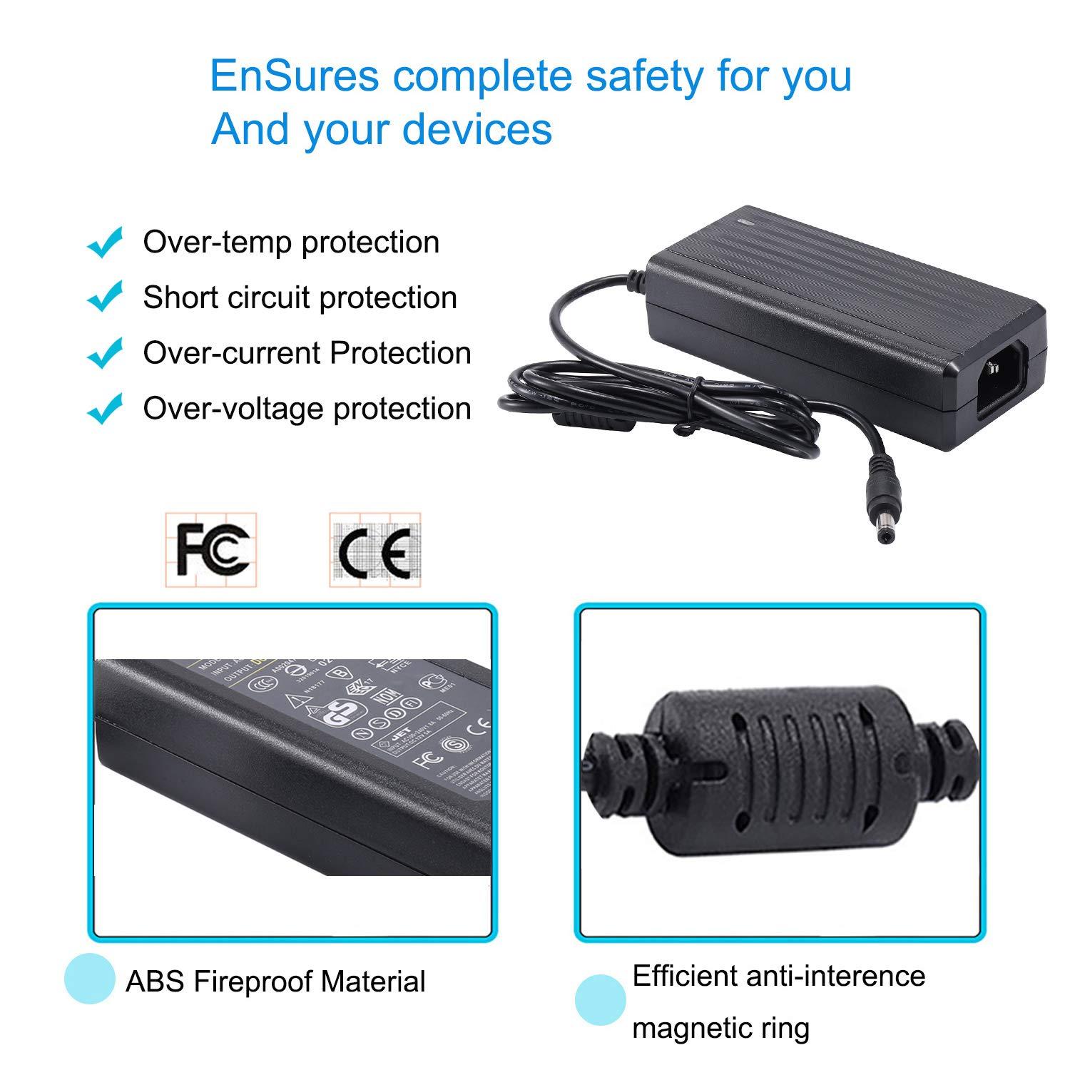 COOLM 12V 5A Power Supply, COOLM AC to DC 12V 5A 60W Power Adapter Charger AC 100V - 240V Transformer 5.5x2.5mm DC Output Jack for 5050 3528 LED Strip Light LED Driver CCTV Security System