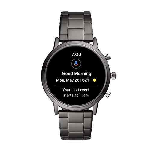 Fossil Fossil 44mm Gen 5 Carlyle Stainless Steel Touchscreen Smart Watch with Heart Rate, Color: Smoke (Model: FTW4024)