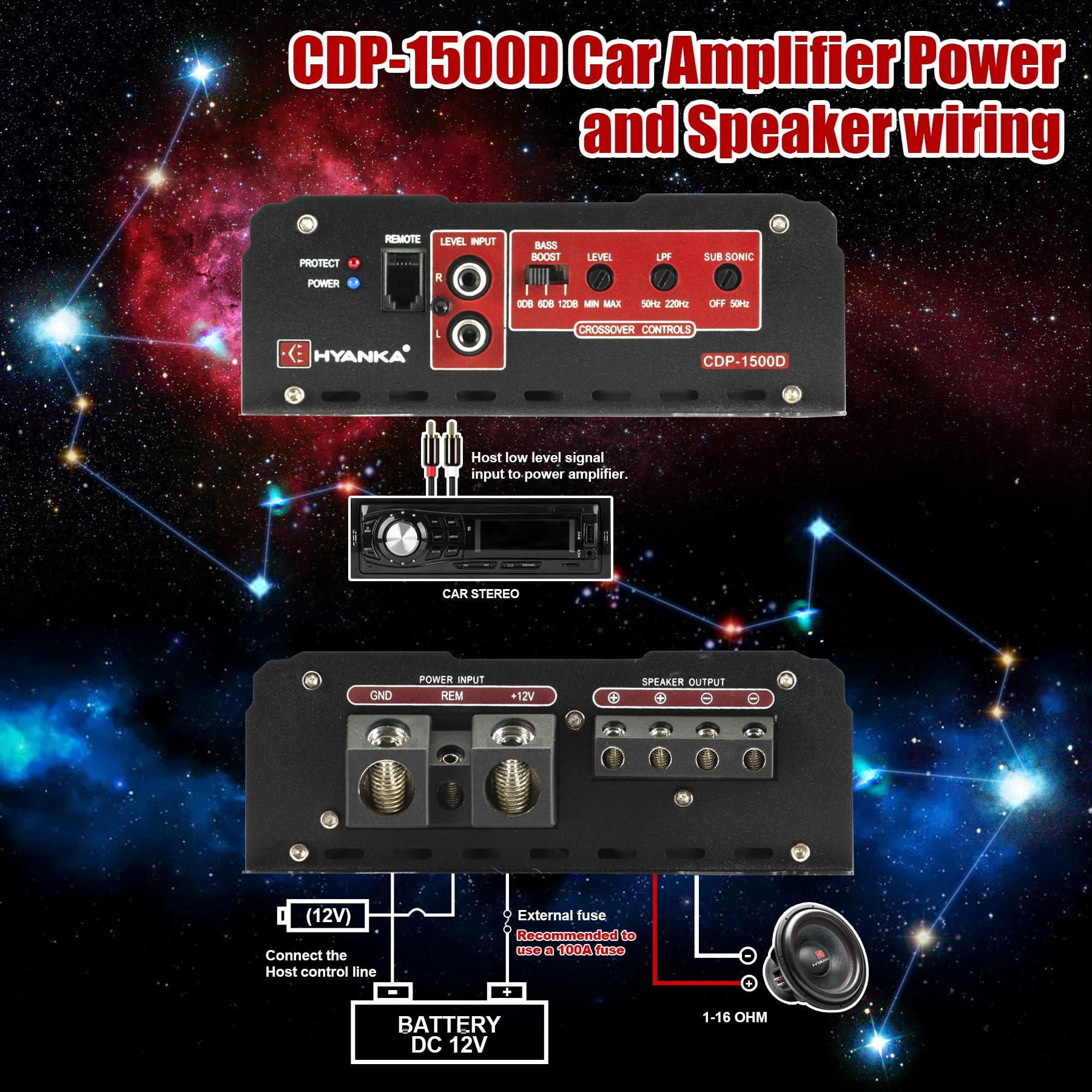 H YANKA H YANKA BSF-15-2 Car Subwoofer paired with The HYANKA CDP-1500D Amplifier Delivers Unmatched Audio Pleasure, Boasting Thunderous Low-Frequency Impact and Exceptional high-Fidelity Sound Quality