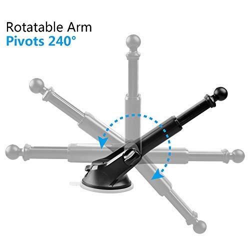 1Zero GPS Suction Cup Mount for Garmin [Quick Extension Arm], Replacement GPS Dash Ball Mount Dashboard Windshield Car Holder for Garmin Nuvi Dezl Drive Drivesmart Zumo Driveassist DriveLuxe StreetPilot RV