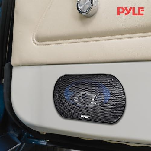 Pyle Pyle 4'' x 6'' Three Way Sound Speaker System - Pro Mid Range Triaxial Loud Audio 240 Watt per Pair w/ 4 Ohm Impedance and 3/4'' Piezo Tweeter for Car Component Stereo PL463BL