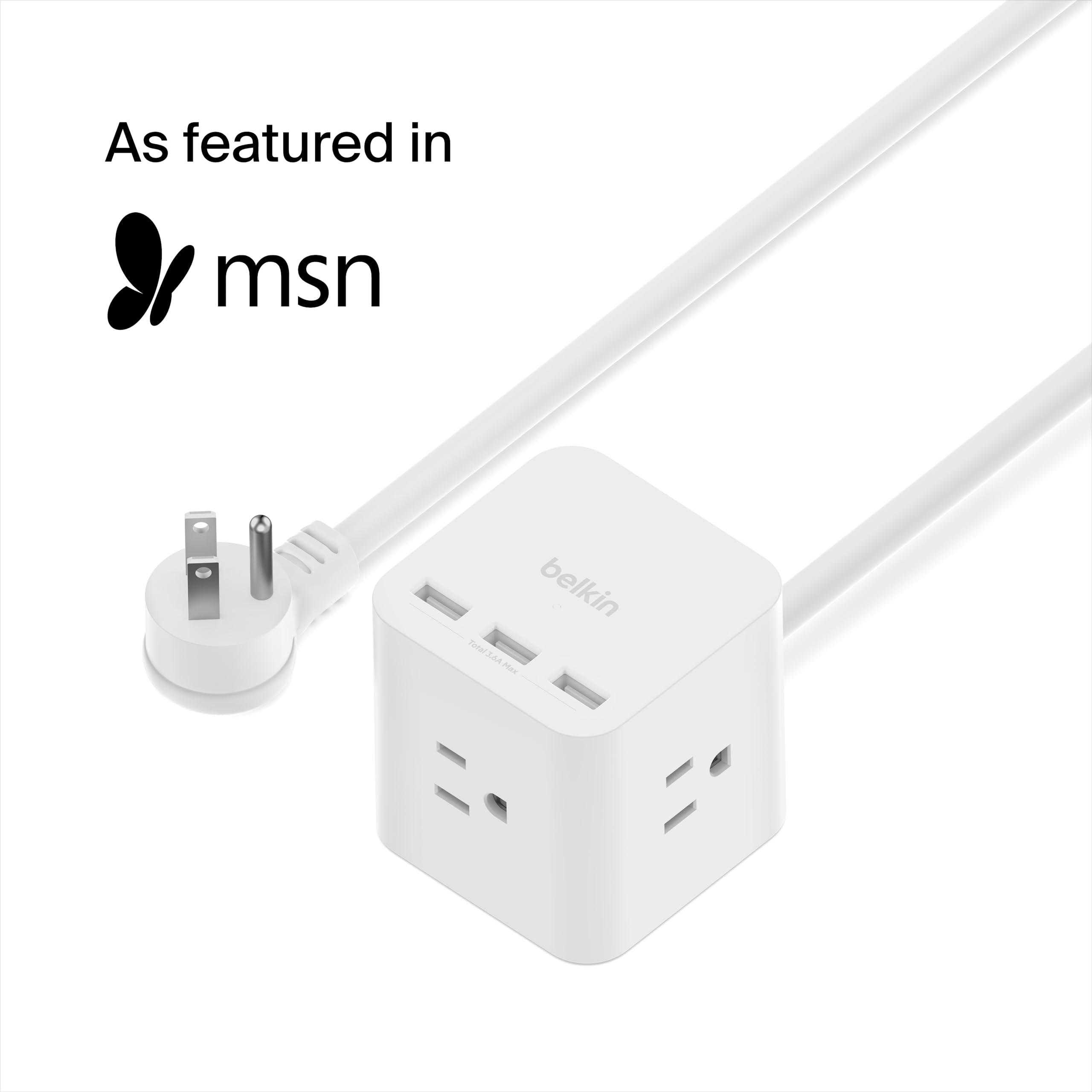 Belkin Belkin 6-Outlet Power Cube w/ 3 AC Outlets, 3 USB-A Ports, & 5ft Sturdy Extension Cord - Convenient Compact Cube for Home, Office, Travel, Desktop, & Phone Charger - 4.5 Amps