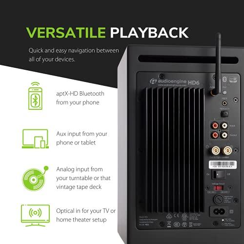 Audioengine Audioengine HD6 Premium Wireless 150W Bluetooth Speakers - Powerful Home Music System Bookshelf Speakers - Home Theater Systems, Studio Monitors - Clear Vinyl and Record Player Sound