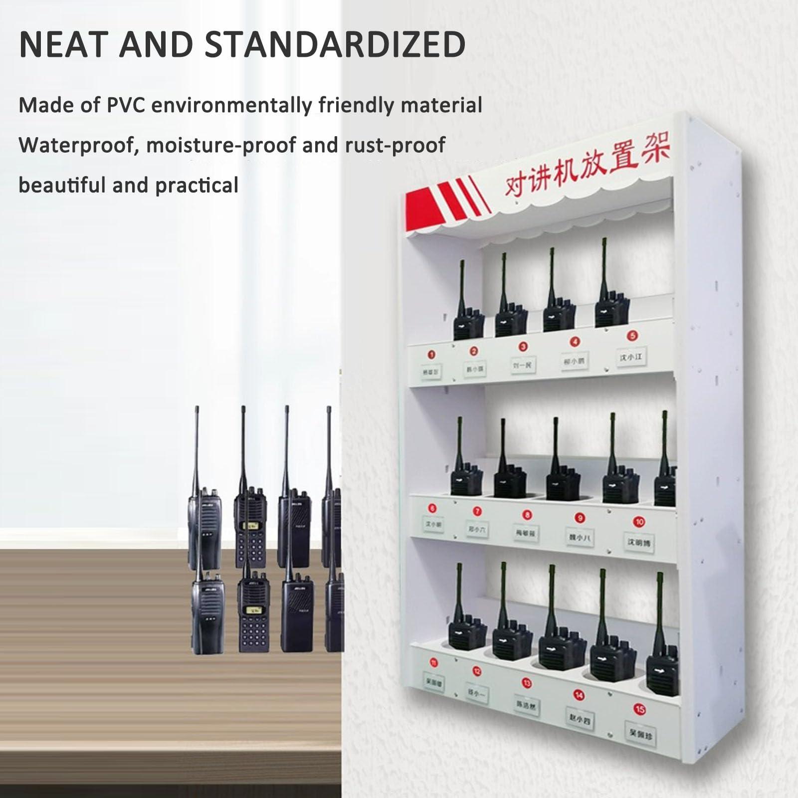 FUDUOSHUNYI FUDUOSHUNYI Universal Walkie Talkie Holder Radio Case, Wall Mounted Radio Microphone Organizer Hanger, Handheld Radio Holder Multi Grids Tool Storage Cabinet