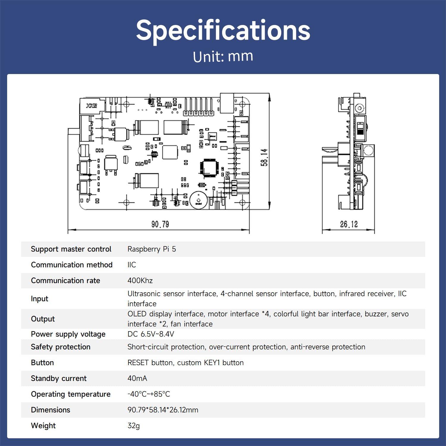 Yahboom Yahboom Raspberry Pi5 Robot Expansion Driver Board ROS Smart Car Supports 4WD Drive Servo Motor Sensor Compatible with RaspberryPi 5 PD Power Supply Protocol, I2C Communication
