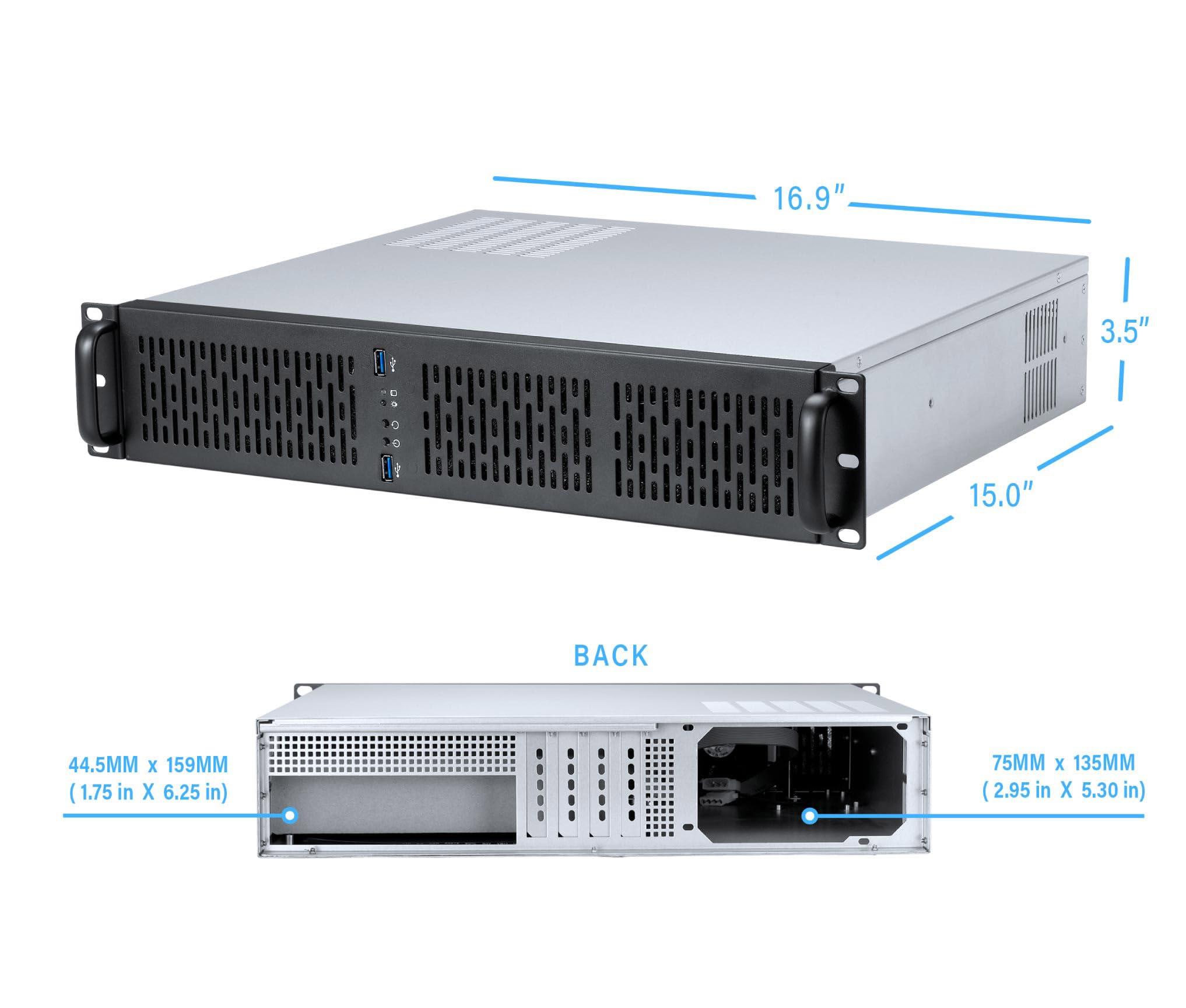Rosewill Rosewill 2U Server Chassis Rackmount Case | 4 3.5\" HDD Bays | Micro-ATX Compatible |3 x 80mm PWM Fans | 2X USB 3.0 | Silver/Black - RSV-Z2600U