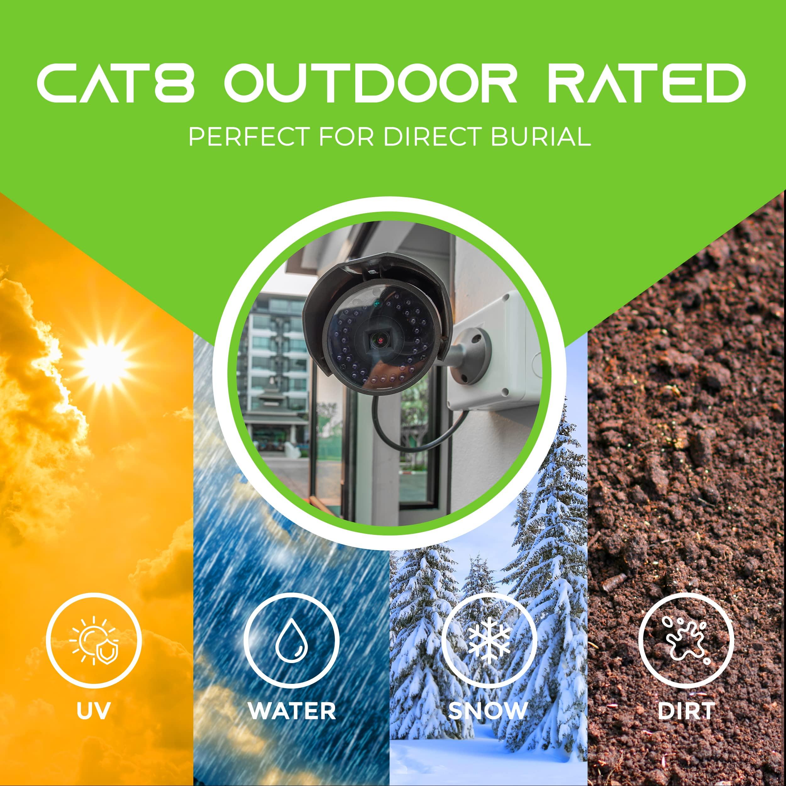 GEARit GEARit Cat8 Outdoor Ethernet Cable (100 Feet) Waterproof, Direct Burial, In-Ground, LLDPE UV Jacket, Pure Copper, 26AWG, 40Gbps 2000Mhz SFTP Patch Cord, POE, Network, Internet, Cat 8 Cable - 100ft