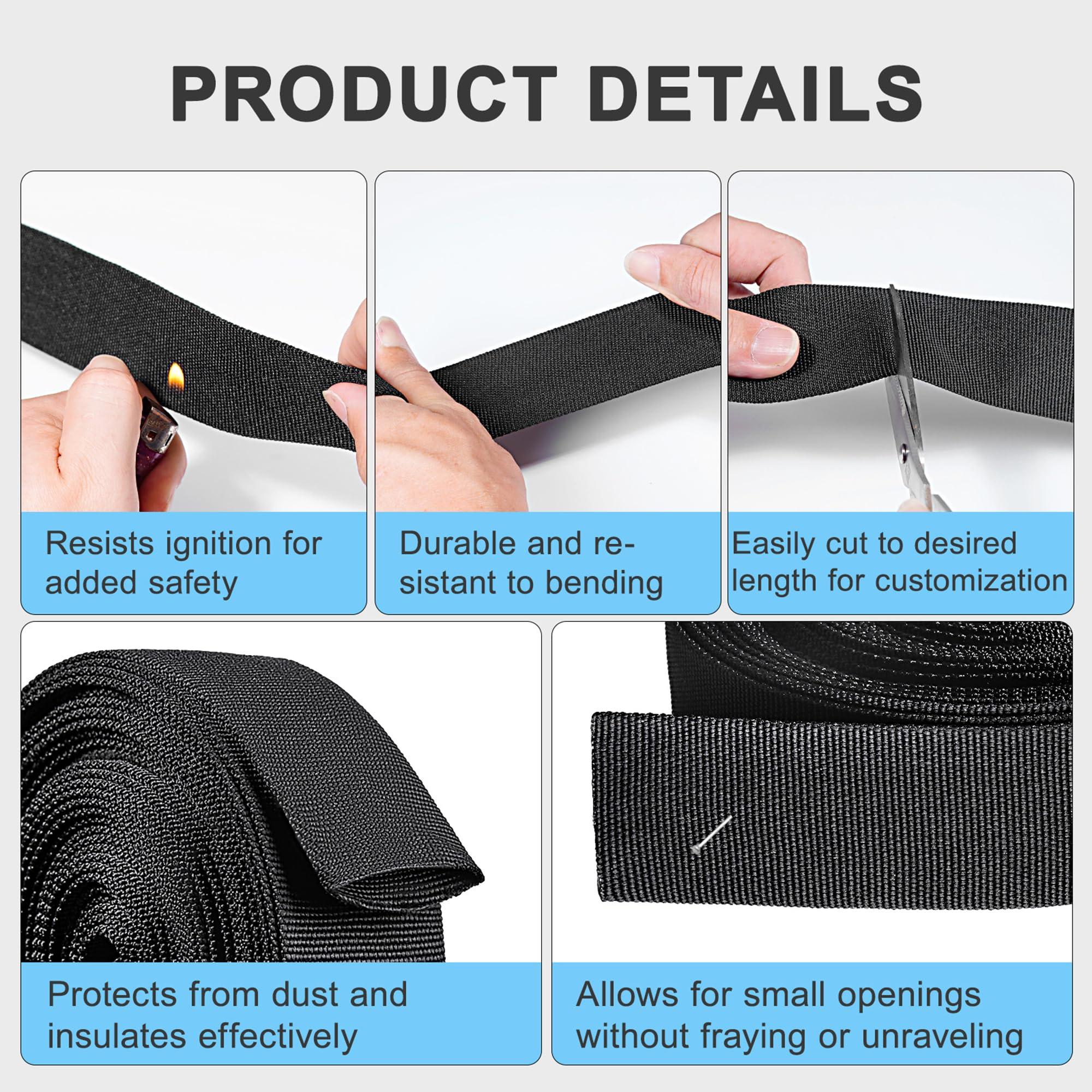 guvddliz Nylon Hydraulic Hose Protector Sleeve 6.5ft - 2 inch Hose Sheath Hydraulic Hose Wrap Cable Sleeve for Cord Tig Wire Hose Cover Management Wrap Protective Cover- Black