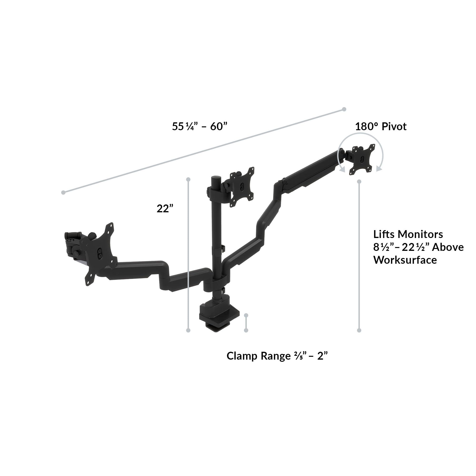 Vari Vari Triple Monitor Arm- Varidesk 3 Monitor Mount- VESA Compatible Monitor Stand with 180 Degree Adjustment- Heavy Duty Articulating Monitor Arm- Computer Monitor Accessories, Black