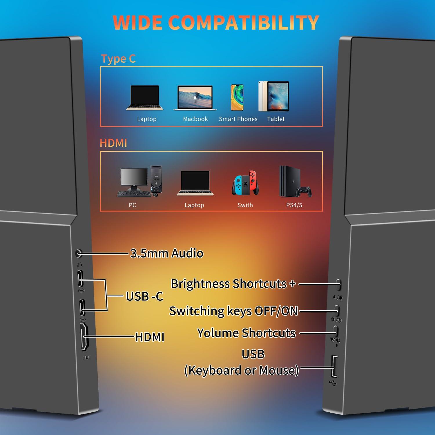 Ulrhzar Touchscreen Monitor 14 Inch, Portable Monitor 1920x1080 60Hz IPS Panel with USB C HDMI Input for PC/Phone/Xbox/Switch/PS4/Raspberry pi, Laptop Monitor Built in Dual Speakers for Travel, Vesa, Tiltable