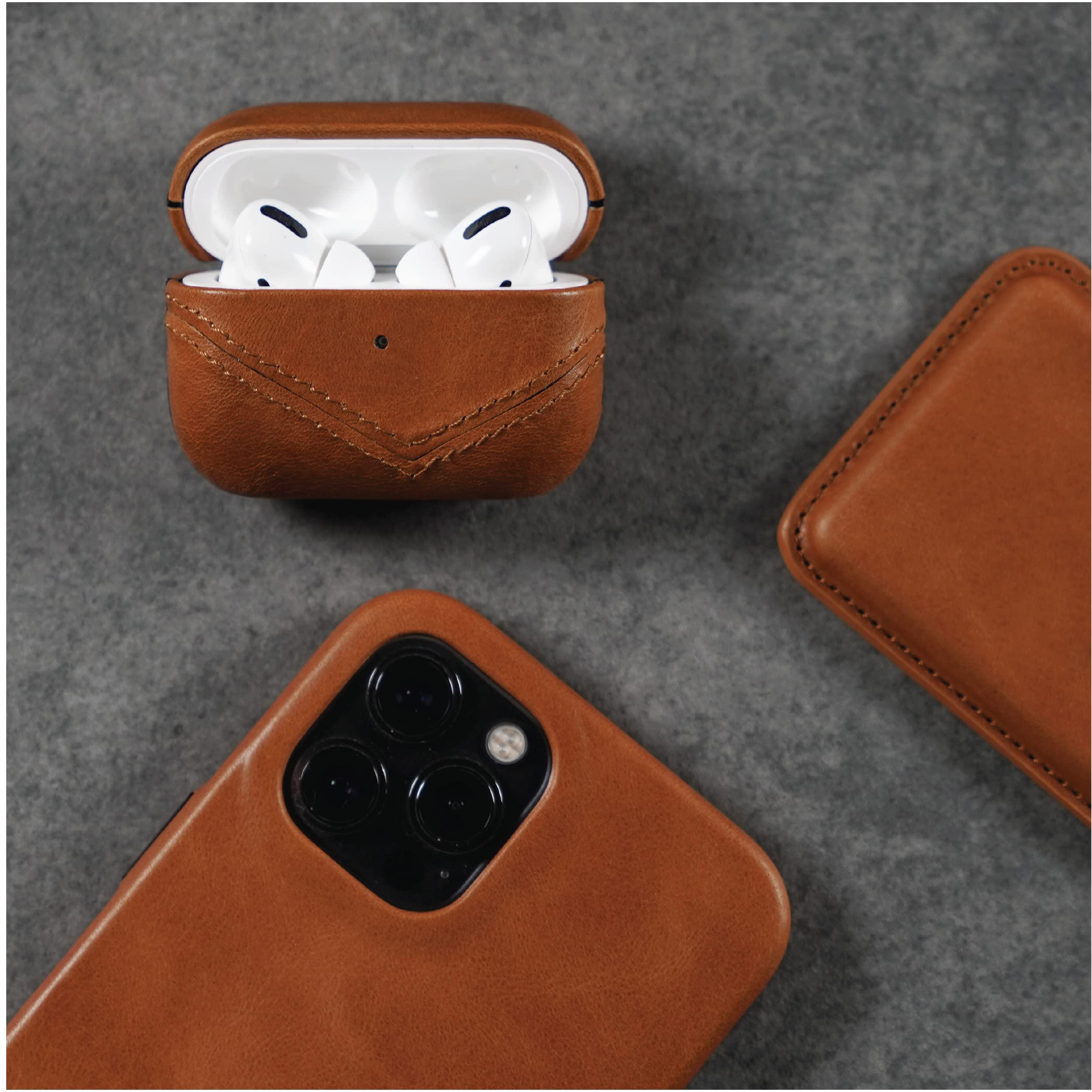 Bullstrap Bullstrap Premium Leather Case Compatible with Apple AirPods Pro, Wireless Charging, Two-Piece Design (Sienna)