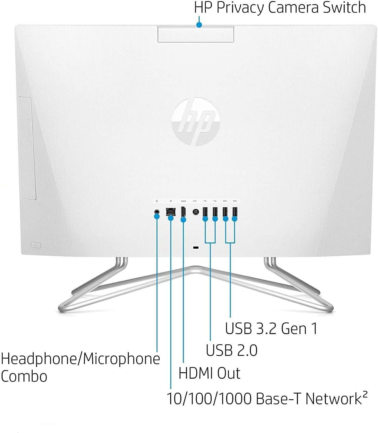 HP HP 2022 All-in-One Desktop, 21.5" FHD Display, Intel Celeron J4025 Processor, 32GB RAM, 2TB PCIe SSD, Webcam, WiFi, HDMI, RJ-45, Wired Keyboard&Mouse, Windows 11 Home, White