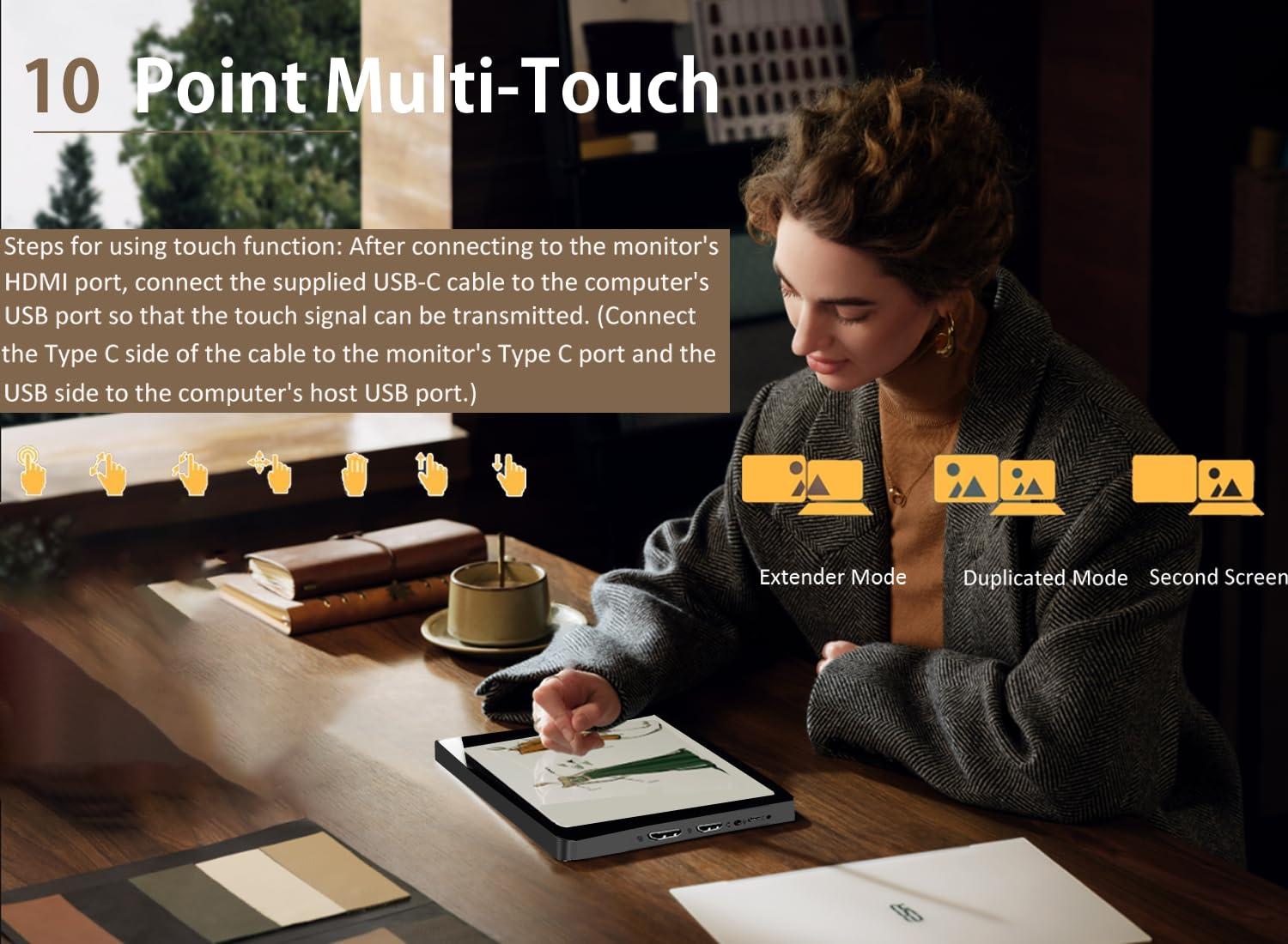 Ulrhzar Ulrhzar 8 Inch Touchscreen Monitor Portable Screen Small Monitor Dual LCD Display 800x480 Compatible with Raspberry Pi PC Jetson Nano Game Consoles Mini Monitor Built-in Speakers