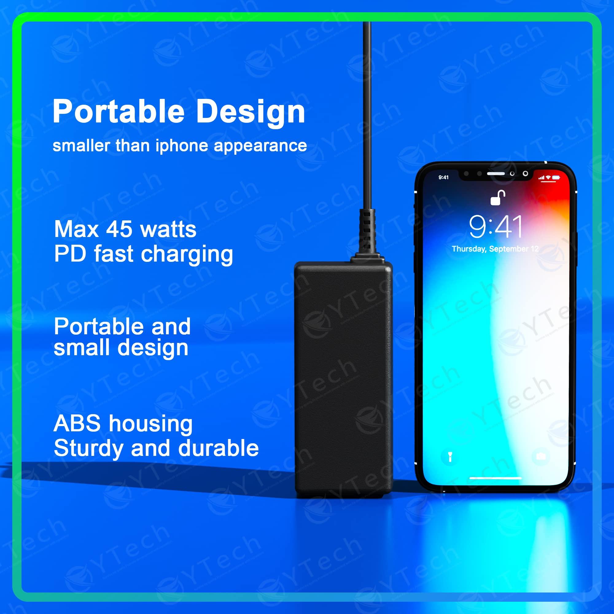 YTech 45W USB C Type C Chromebook Charger Laptop Fast Charging Power Adapter, Widely Compatible with HP, Dell, Lenovo, Acer, Asus, Samsung, Google, and More