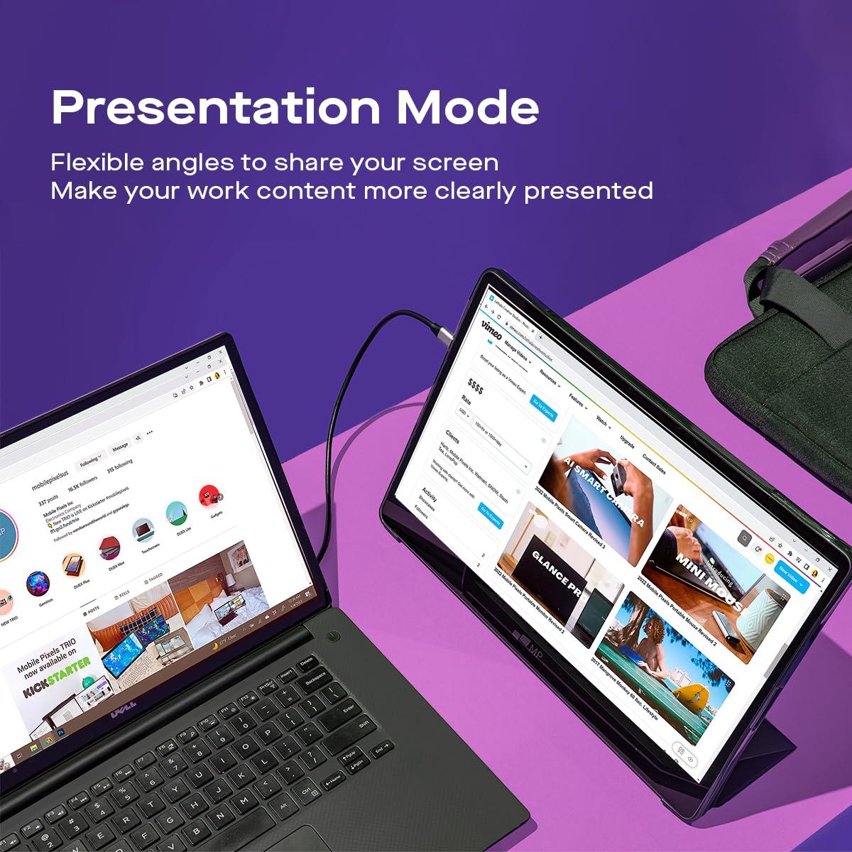 MP MP Mobile Pixels New Glance Plus 15.6'' OLED Portable Monitor, 1MS 100000:1 Laptop Screen Extender with Dual Speakers, Plug & Play, Windows/macOS/Switch/Android, Included Protective Cover Waterproof