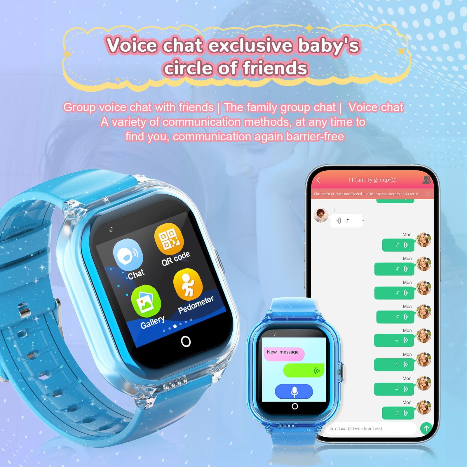 Getfitsoo Wonlex 4G Cellular Kids Smart Watch (SIM Card Include), GPS Tracker Phone Watch Support Video Call, Voice Chat, SOS, Camera, Pedometer, Games, Alarm, Best Gift for Boys Girls Aged 3-10(Blue)
