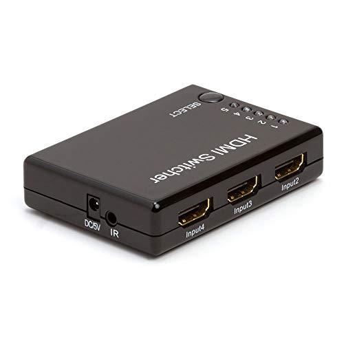 Cmple Cmple 5-Port High Speed HDMI Switch 5-in-1 Out (5x1),3D, Full HD 1080p with Remote, IR Extender Receiver & Power Adapter