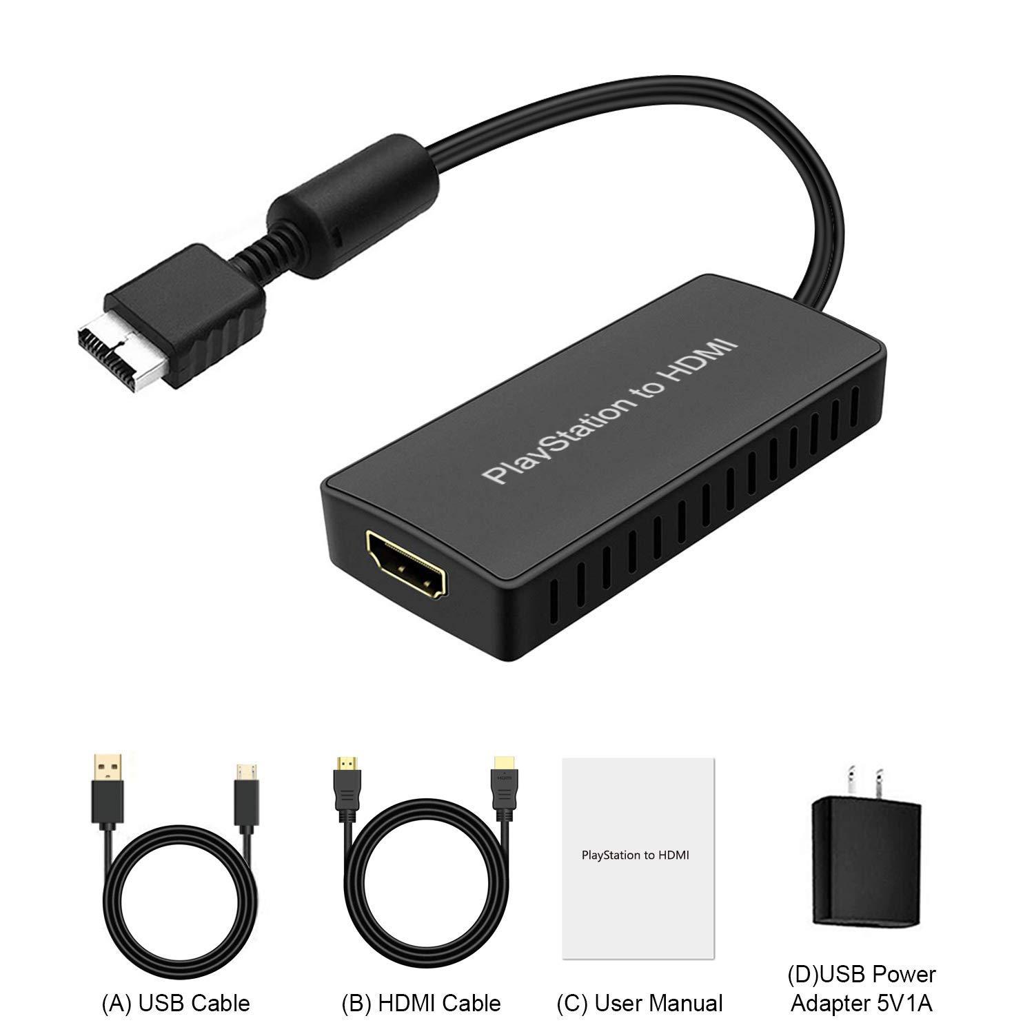 Y.D.F Y.D.F PS2 to HDMI Adapter PS2 HDMI Cable PS2 to HDMI Converter Support 4:3/16:9 Screen Aspect Ratio Switch. Works for PlayStation 1/ PlayStation 2 HD Link Cable PS1 HDMI Adapter PS2 HDMI Converter