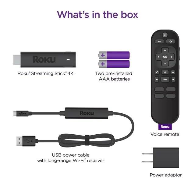 Roku Roku Streaming Stick 4K Streaming Device 4K/HDR/Dolby Vision with Voice Remote and TV Controls