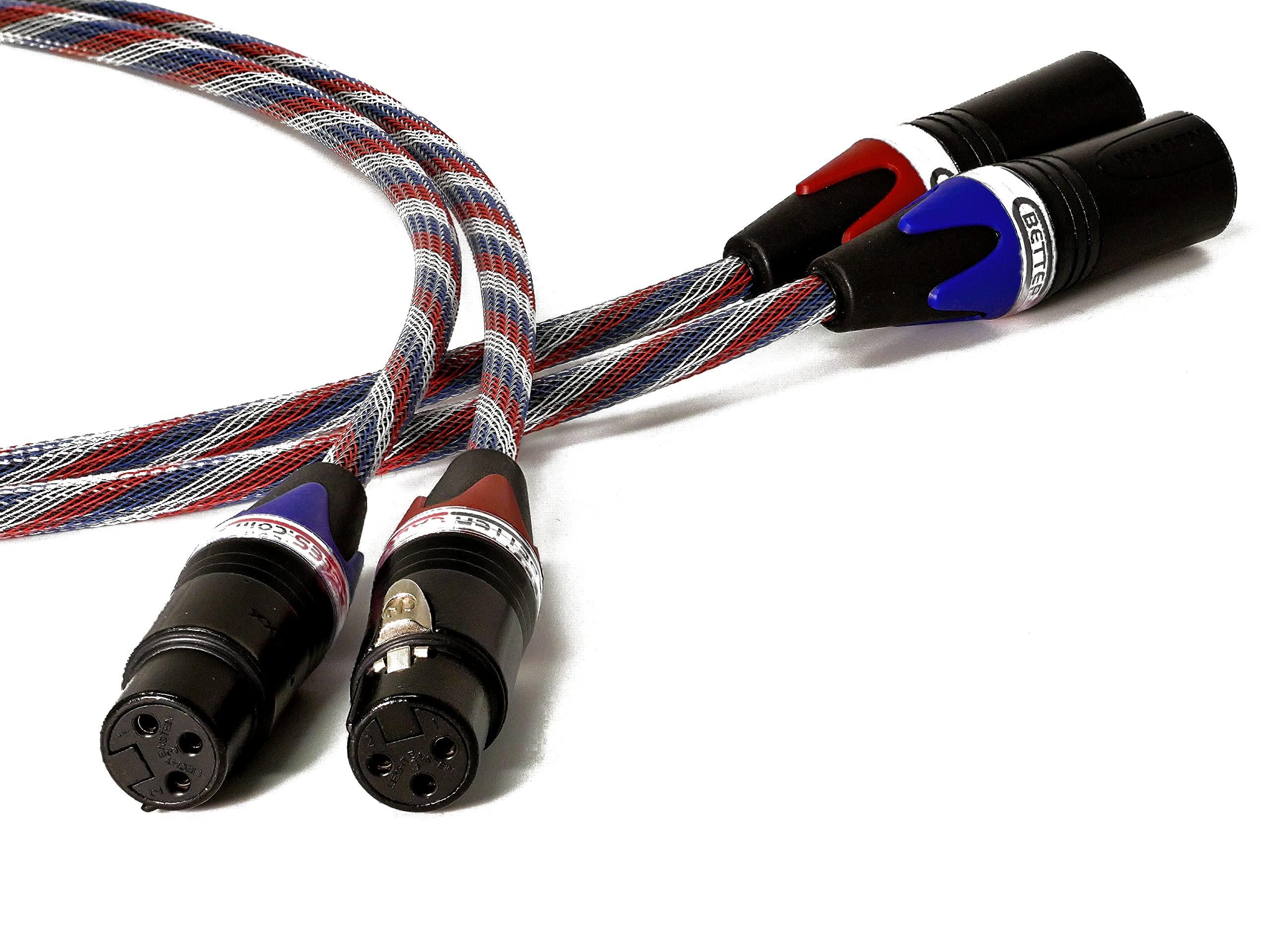 BETTERCABLES.COM Better Cables BETTERCABLES.COM Silver Serpent Patriot Edition Balanced XLR Audiophile Audio Cables (Pair - 2 Cables) - High-End, High-Performance, Silver/Copper Hybrid, Low-Capacitance - 1.5 Feet