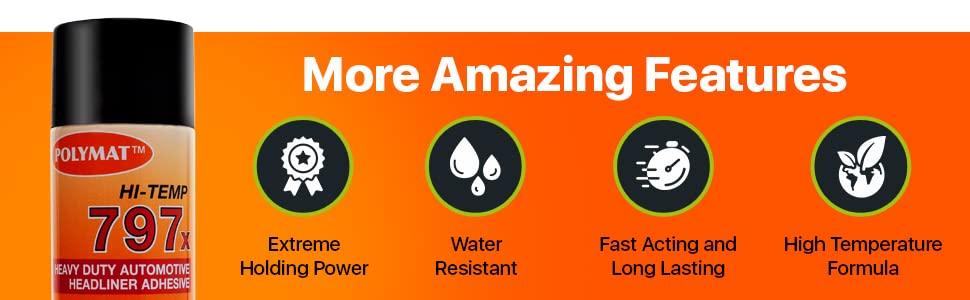Polymat QTY6 Polymat 797 Hi Temp Spray Adhesive Can high Temperature Headliner Glue