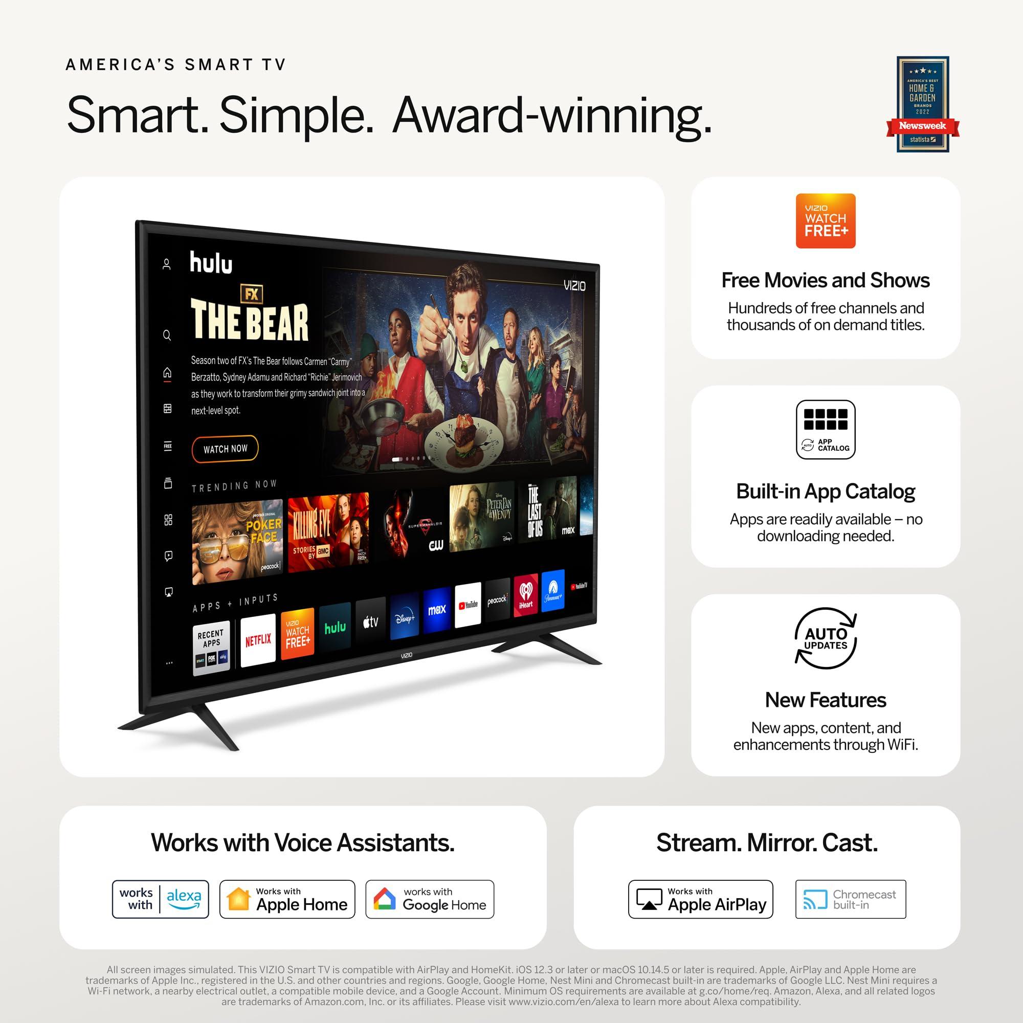 VIZIO VIZIO 24-inch D-Series 720p Smart TV with Apple AirPlay and Chromecast Built-in, Alexa Compatibility, D24h-J09, 2021 Model