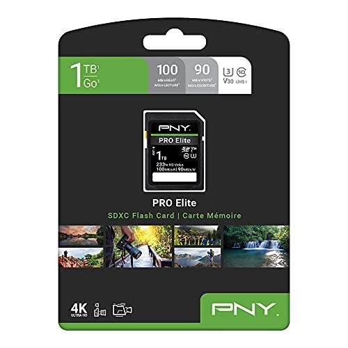 PNY PNY 1TB PRO Elite Class 10 U3 V30 SDXC Flash Memory Card - 100MB/s, Class 10, U3, V30, 4K UHD, Full HD, UHS-I, Full Size SD