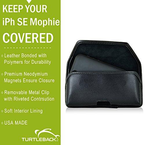 TurtleBack Turtleback Belt Case Compatible with iPhone 5S SE Juice Pack Helium, Air, Plus, Space Pack Black Holster Leather Pouch with Heavy Duty Rotating Ratcheting Belt Clip Horizontal