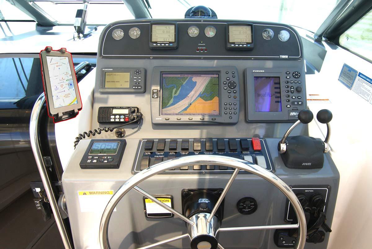 LycoGear Lycan Series Marine Boat Tablet & Smartphone Pole Handle bar Boat Helm Rail Holder Mount for i Pad Pro 12.9 10.5 9.7 Air Mini GalaxyTab Phone 15 Pro Max Plus S24 Pixel Surface Pro Slate