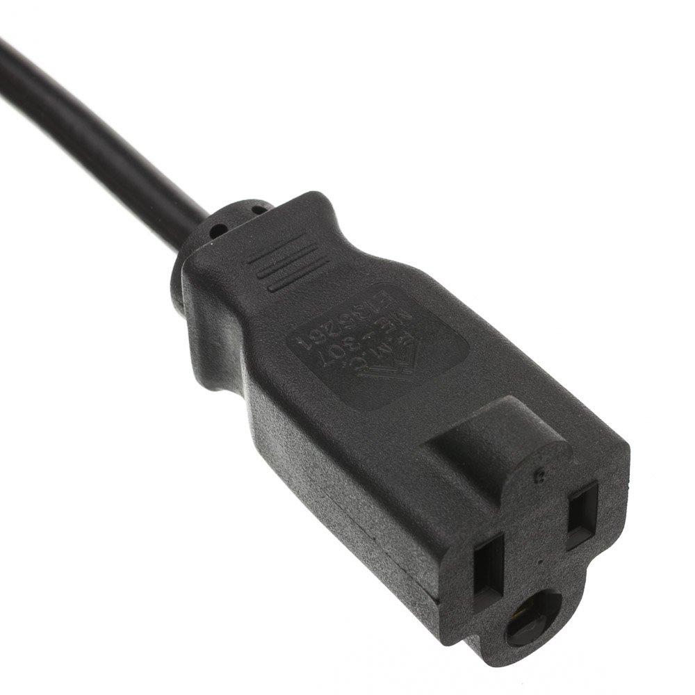 CableWholesale CableWholesale 1 feet Computer/Monitor Power Cord Adapter, NEMA 5-15R Female to C14 Male Plug, 3 Pin, 18 AWG, 10 Amp, Power Cable for PC/Monitor, Power Extension Cord, Black