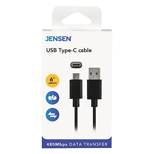 Jensen JENSEN USB-A to USB-C Cable, 6 ft, Black