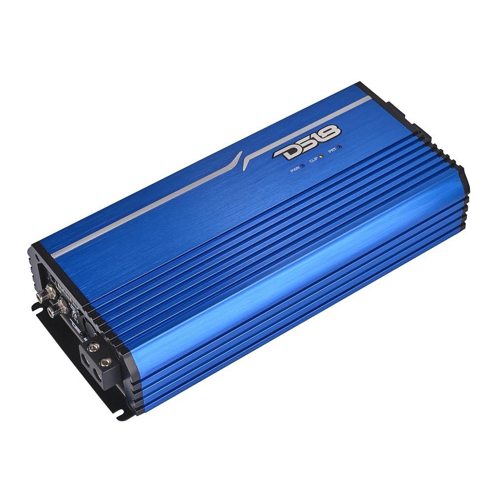 DS18 DS18 FRP FRP-5K/BL 1-Channel Amplifier 5000 Watts RMS @ 1-Ohm, Certified Dyno, Compact Full-Range Class D, Monoblock Amplifier, Exceptional Efficiency, Remote Level Control Knob, Blue